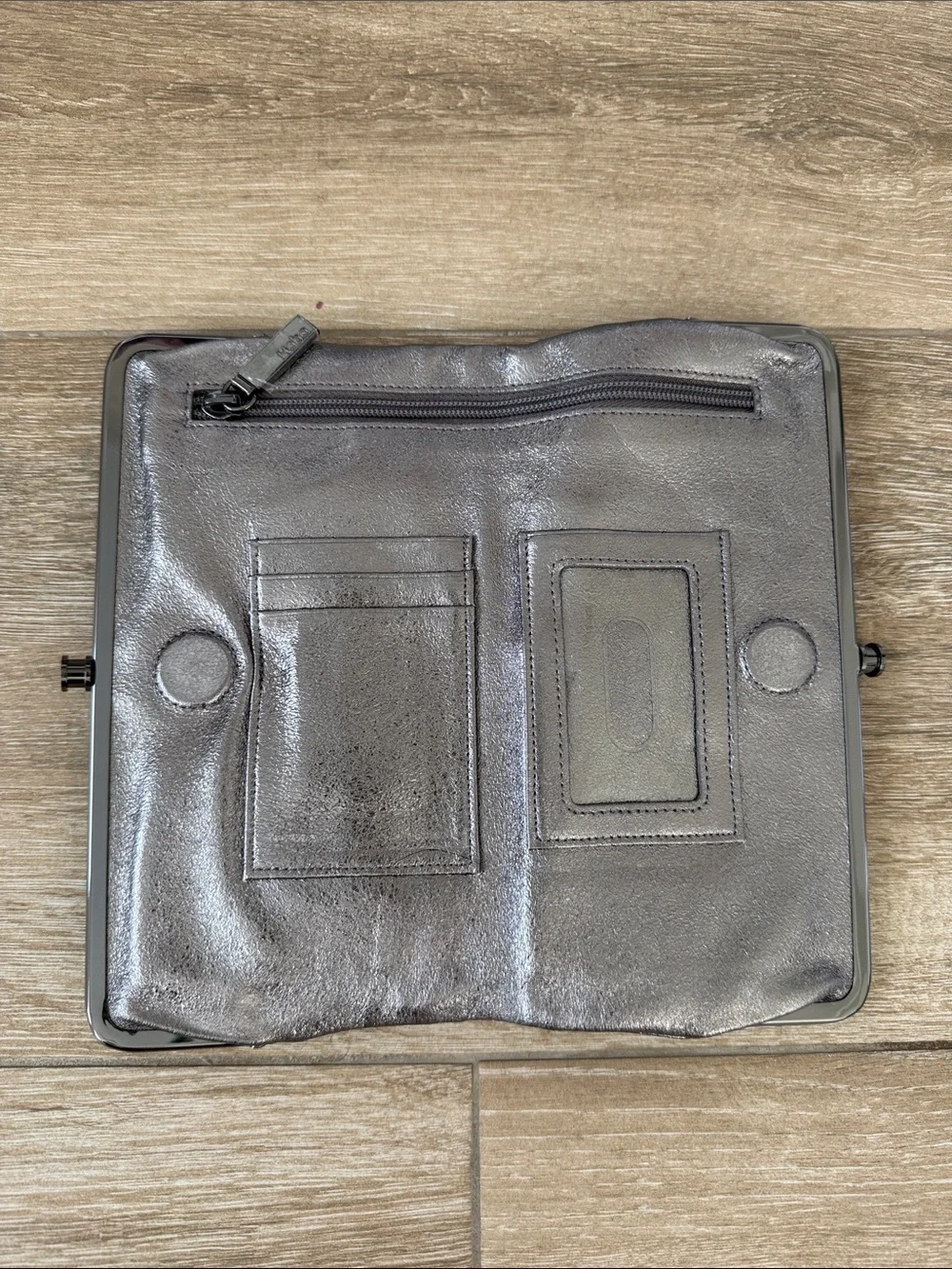 HOBO Lauren Metallic Silver Clutch Wallet